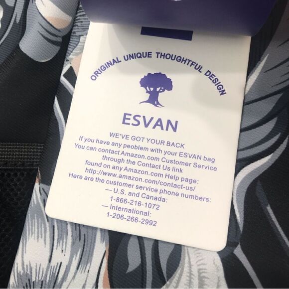 Esvan NEW Black Tropical Print Duffle Tote Beach Gym Bag - Picture 16 of 16